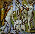 Paul Cezanne Canvas Paintings - Five Bathers